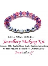 Girls Name Bracelet Jewellery Making Kit With 200+ Quality Mixed Beads, Elastic & Instructions + FREE Luxury Gift Bag ~ Perfect For Parties, Indoor Craft Activities & Gifts